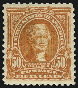 Sale 1014, Lot 1730, 1902-08 Issues (Scott 300-320a), 50c Orange (310) Sale 1014, Lot 1730, 1902-08 Issues (Scott 300-320a)