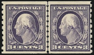 Sale 1014, Lot 1846, 1910-11 Washington-Franklin Issues (Scott 376-396), 3c Deep Violet, Coil (394) Sale 1014, Lot 1846, 1910-11 Washington-Franklin Issues (Scott 376-396)
