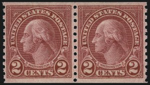 Sale 1014, Lot 2082, 1923-26 Issues (Scott 578-630), 2c Carmine, Ty. II, Coil (599A) Sale 1014, Lot 2082, 1923-26 Issues (Scott 578-630)