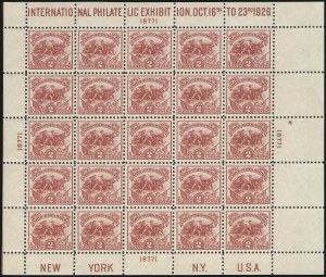 Sale 1014, Lot 2093, 1923-26 Issues (Scott 578-630), 2c White Plains Souvenir Sheet (630) Sale 1014, Lot 2093, 1923-26 Issues (Scott 578-630)