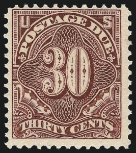 Sale 1014, Lot 2301, Postage Due (Scott J37-J89b), 30c Deep Claret (J43) Sale 1014, Lot 2301, Postage Due (Scott J37-J89b)