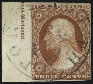 Sale 1017, Lot 137, 3c 1851-56, Orange Brown, Imprint & Corner Margin Copies (Scott 10-10A)