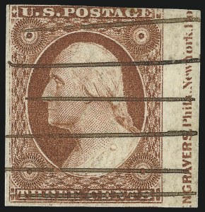 Sale 1017, Lot 141, 3c 1851-56, Orange Brown, Imprint & Corner Margin Copies (Scott 10-10A)