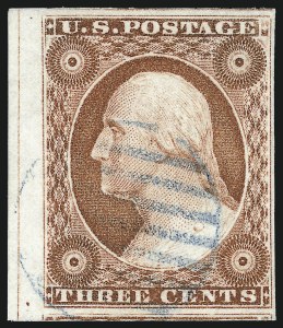 Sale 1017, Lot 167, 3c 1851-56, Orange Brown, Sheet Margin Copies (Scott 10-10A)