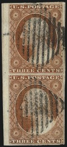 Sale 1017, Lot 176, 3c 1851-56, Orange Brown, Sheet Margin Copies (Scott 10-10A)