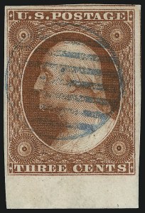 Sale 1017, Lot 182, 3c 1851-56, Orange Brown, Sheet Margin Copies (Scott 10-10A)