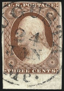 Sale 1017, Lot 183, 3c 1851-56, Orange Brown, Sheet Margin Copies (Scott 10-10A)