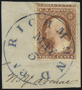Sale 1017, Lot 195, 3c 1851-56, Orange Brown (Scott 10-10A)