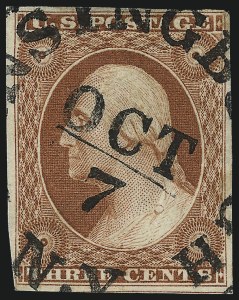 Sale 1017, Lot 200, 3c 1851-56, Orange Brown (Scott 10-10A)