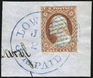 Sale 1017, Lot 226, 3c 1851-56, Experimental Orange Brown (Scott 11A var)