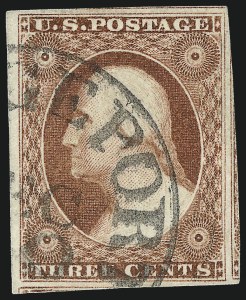 Sale 1017, Lot 259, 3c 1851-56, Brownish Carmine (Scott 11-11A)