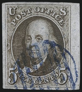 Sale 1017, Lot 30, 5c 1847 Issue, Sheet Margin Copies (Scott 1)