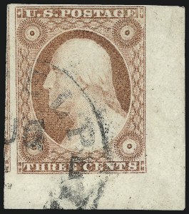 Sale 1017, Lot 304, 3c 1851-56, Dull Red, Corner Margin Copies (Scott 11-11A)