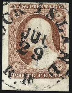 Sale 1017, Lot 313, 3c 1851-56, Dull Red, Corner Margin Copies (Scott 11-11A)