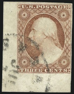 Sale 1017, Lot 320, 3c 1851-56, Dull Red, Corner Margin Copies (Scott 11-11A)