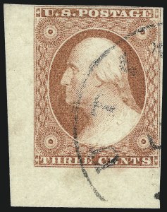 Sale 1017, Lot 321, 3c 1851-56, Dull Red, Corner Margin Copies (Scott 11-11A)
