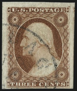Sale 1017, Lot 337, 3c 1851-56, Dull Red, Corner Margin Copies, Cont. (Scott 11-11A)
