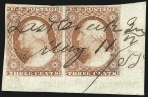 Sale 1017, Lot 358, 3c 1851-56, Dull Red, Corner Margin Copies, Cont. (Scott 11-11A)