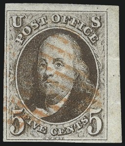 Sale 1017, Lot 37, 5c 1847 Issue, Sheet Margin Copies (Scott 1)