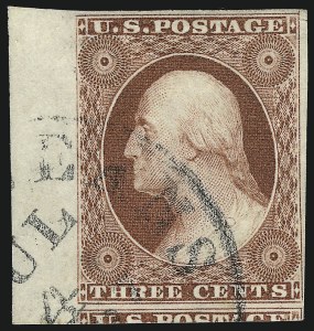 Sale 1017, Lot 383, 3c 1851-56, Dull Red, Sheet-Margin Copies (Scott 11-11A)