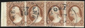 Sale 1017, Lot 385, 3c 1851-56, Dull Red, Sheet-Margin Copies (Scott 11-11A)