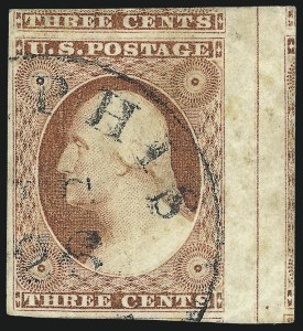 Sale 1017, Lot 390, 3c 1851-56, Dull Red, Sheet-Margin Copies (Scott 11-11A)