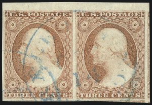 Sale 1017, Lot 398, 3c 1851-56, Dull Red, Sheet-Margin Copies (Scott 11-11A)