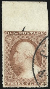 Sale 1017, Lot 399, 3c 1851-56, Dull Red, Sheet-Margin Copies (Scott 11-11A)