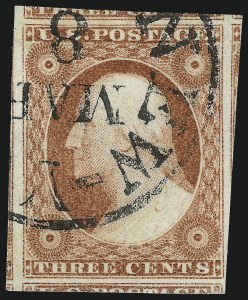 Sale 1017, Lot 408, 3c 1851-56, Dull Red, Shades, Varieties and Cancels (Scott 11-11A)