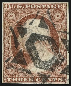 Sale 1017, Lot 418, 3c 1851-56, Dull Red, Shades, Varieties and Cancels (Scott 11-11A)