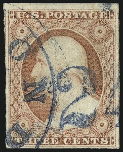 Sale 1017, Lot 419, 3c 1851-56, Dull Red, Shades, Varieties and Cancels (Scott 11-11A)