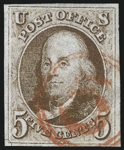 Sale 1017, Lot 47, 5c 1847 Issue (Scott 1-1d)