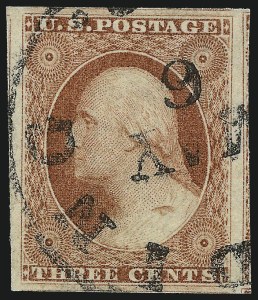 Sale 1017, Lot 471, 3c 1851-56, Claret (Scott 11-11A)
