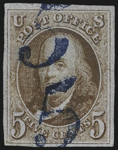 Sale 1017, Lot 48, 5c 1847 Issue (Scott 1-1d)