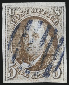 Sale 1017, Lot 52, 5c 1847 Issue (Scott 1-1d)