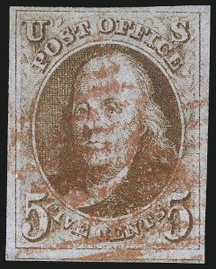 Sale 1017, Lot 54, 5c 1847 Issue (Scott 1-1d)