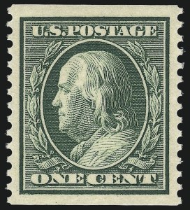 Sale 1017, Lot 783, 1908-12 Washington-Franklin Issues (Scott 331-396), 1c Green, Coil (387) Sale 1017, Lot 783, 1908-12 Washington-Franklin Issues (Scott 331-396)