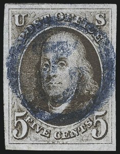 Sale 1024, Lot 10, 5c 1847 Issue Shades (Scott 1 shades)