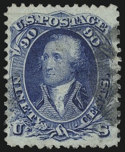 Sale 1026, Lot 1246, 1867-68 Grilled Issue and 1875 Re-Issue (Scott 79-109), 90c Blue, F. Grill (101) Sale 1026, Lot 1246, 1867-68 Grilled Issue and 1875 Re-Issue (Scott 79-109)