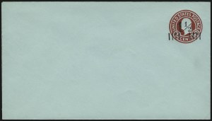 Sale 1026, Lot 1571, Newpapers thru Postal Stationery, 1-1/2c on 2c Carmine on Blue Entire of 1916-20 (U504) Sale 1026, Lot 1571, Newpapers thru Postal Stationery