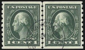 Sale 1028, Lot 378, 1912-14 Perf 12 Double-Line Watermark Issue-New Designs (Scott 405-422)