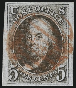 Sale 1037, Lot 1351, 5c 1847 Issue and 1875 Reproduction of 1847 Issue (Scott 1-4)