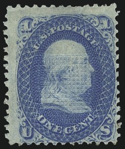 Sale 1037, Lot 1603, 1867-68 Grilled Issue (Scott 79-101), 1c Blue, E. Grill (86) Sale 1037, Lot 1603, 1867-68 Grilled Issue (Scott 79-101)