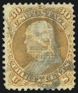 Sale 1037, Lot 1619, 1867-68 Grilled Issue (Scott 79-101), 30c Orange, F. Grill (100) Sale 1037, Lot 1619, 1867-68 Grilled Issue (Scott 79-101)