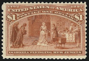 Sale 1037, Lot 1839, 1893 Columbian Issue, 50c thru $5.00 (Scott 240-245), $1.00 Columbian (241) Sale 1037, Lot 1839, 1893 Columbian Issue, 50c thru $5.00 (Scott 240-245)