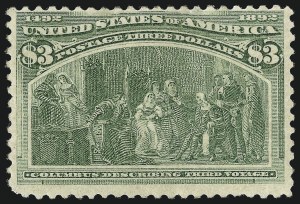 Sale 1037, Lot 1848, 1893 Columbian Issue, 50c thru $5.00 (Scott 240-245), $3.00 Columbian (243) Sale 1037, Lot 1848, 1893 Columbian Issue, 50c thru $5.00 (Scott 240-245)