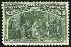 Sale 1037, Lot 1850, 1893 Columbian Issue, 50c thru $5.00 (Scott 240-245), $3.00 Columbian (243) Sale 1037, Lot 1850, 1893 Columbian Issue, 50c thru $5.00 (Scott 240-245)