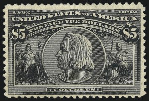 Sale 1037, Lot 1858, 1893 Columbian Issue, 50c thru $5.00 (Scott 240-245), $5.00 Columbian (245) Sale 1037, Lot 1858, 1893 Columbian Issue, 50c thru $5.00 (Scott 240-245)