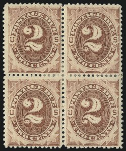 Sale 1037, Lot 2256, Postage Due Featuring Blocks and Plate Blocks (Scott J1-J28), 2c Red Brown (J16) Sale 1037, Lot 2256, Postage Due Featuring Blocks and Plate Blocks (Scott J1-J28)