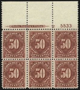 Sale 1037, Lot 2310, Postage Due Featuring Blocks and Plate Blocks (Scott J31-J75)